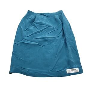 Vintage Nancy Crystal Skirt Womens 12 Blue Silk Lightweight Pencil Straight